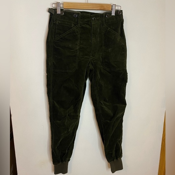 Vince Olive Green Corduroy Velour Jogger Pants - Picture 1 of 8